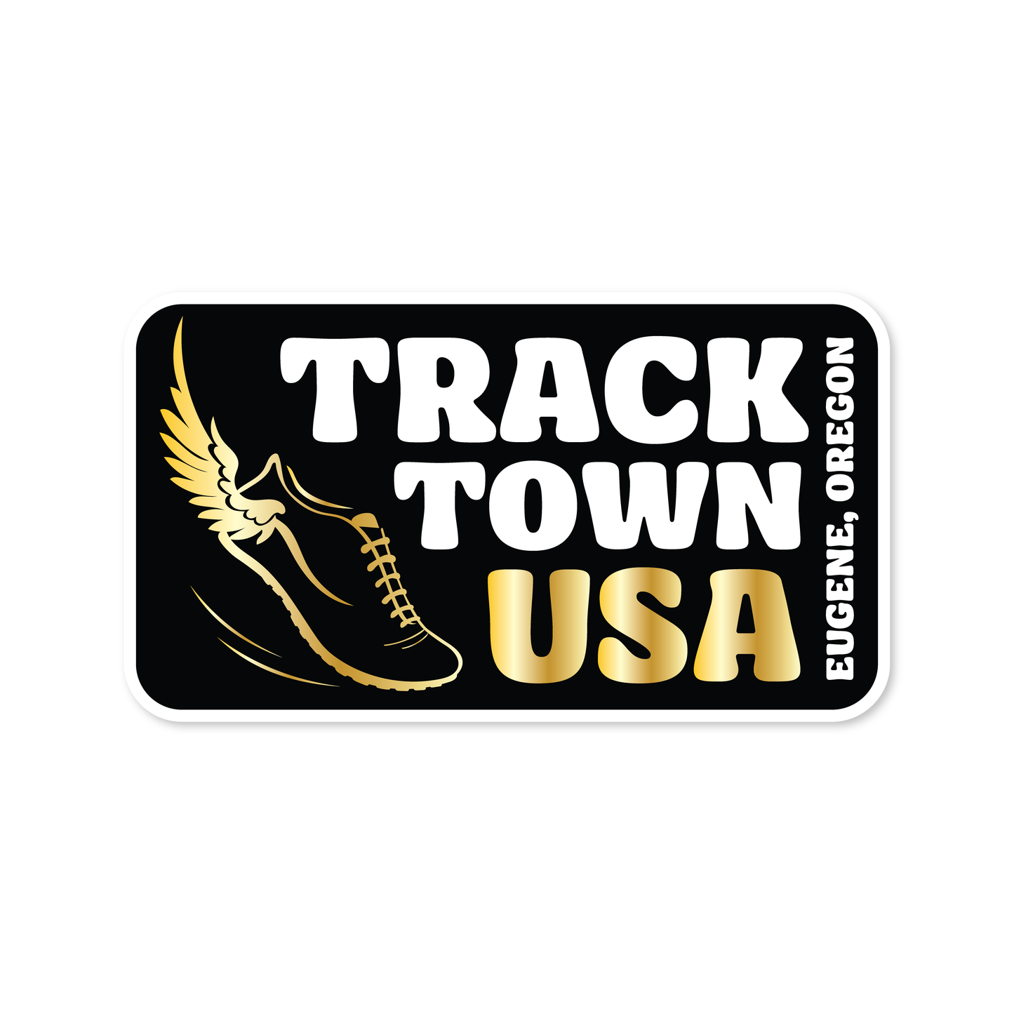 Gold Winged Track Town Sticker