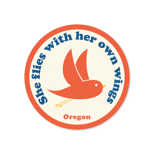 She Flies With Her Own Wings - Oregon Motto Sticker