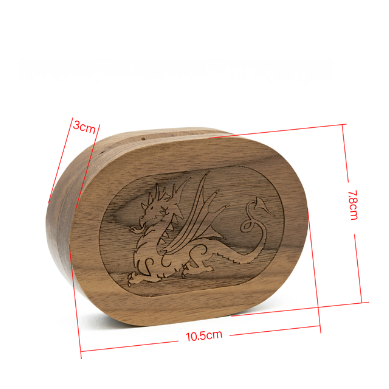DRAGON - WALNUT WOOD DICE BOX (OVAL)