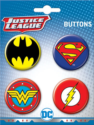 Justice League Logo 4 Button-Pin set