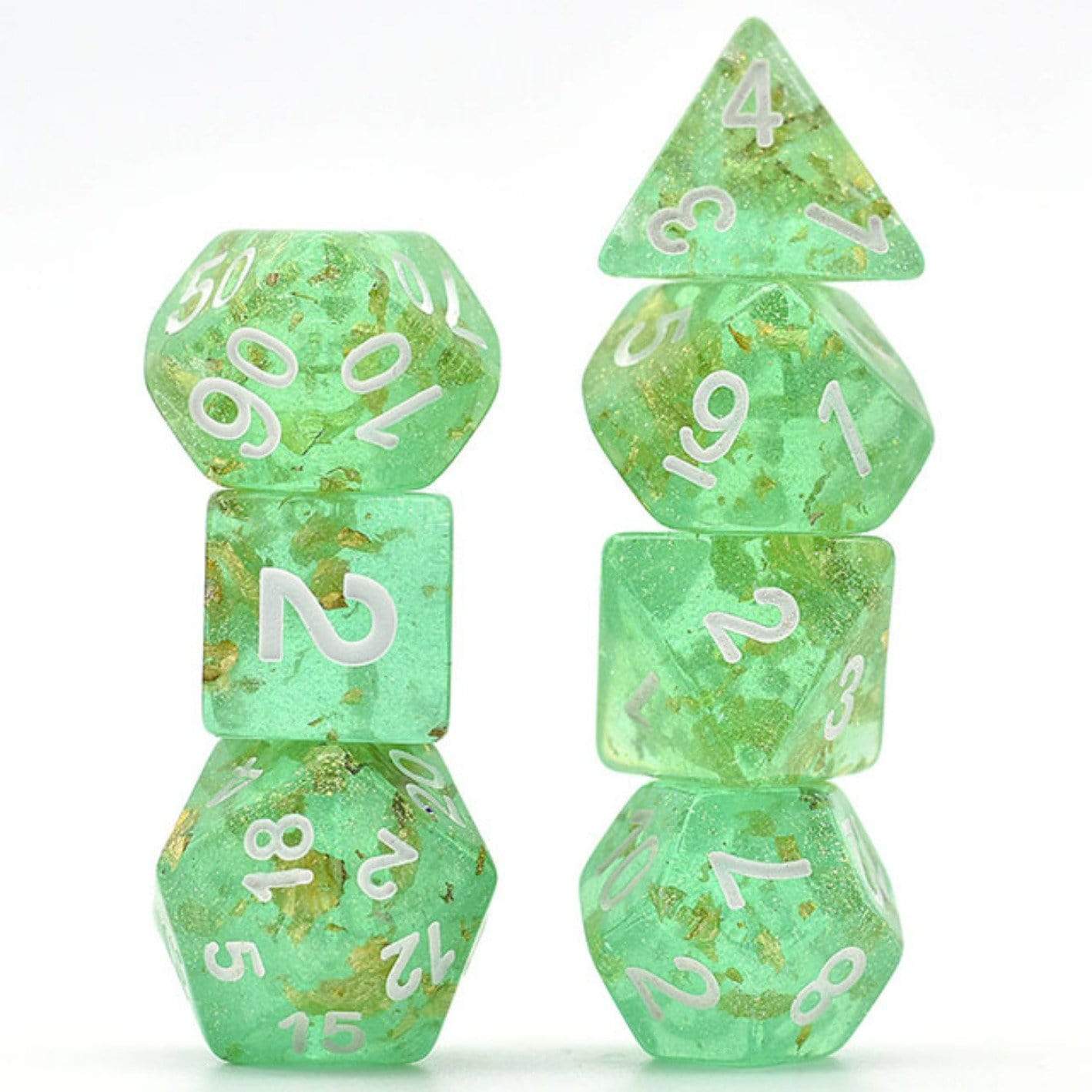 Green With Gold Foil RPG Dice Set