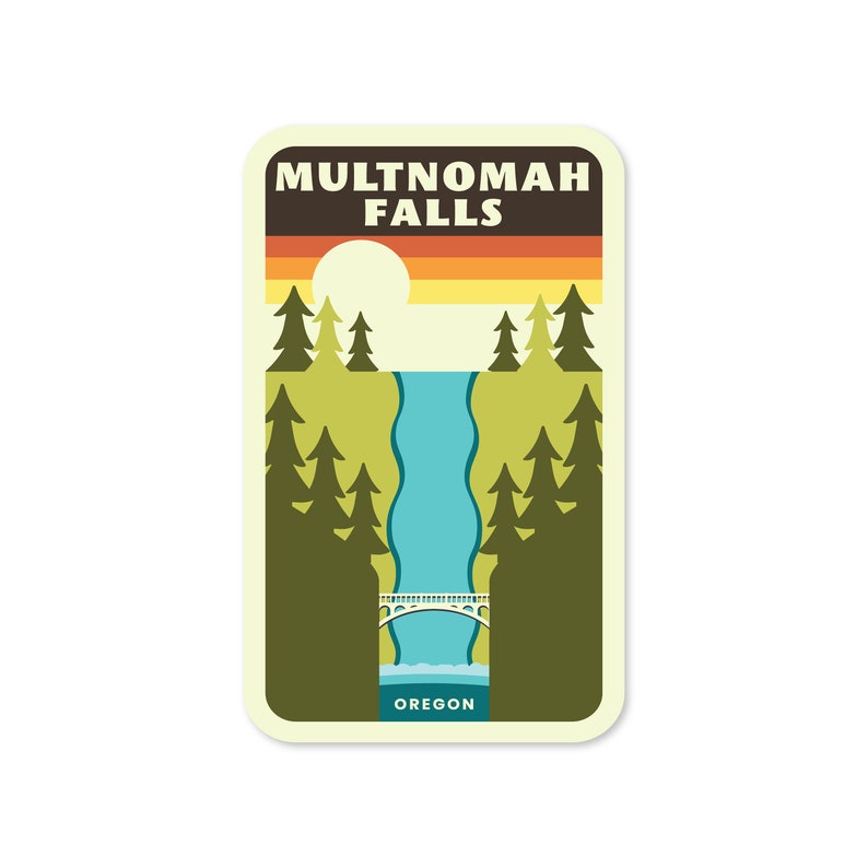 Multnomah Falls Sunset Sticker